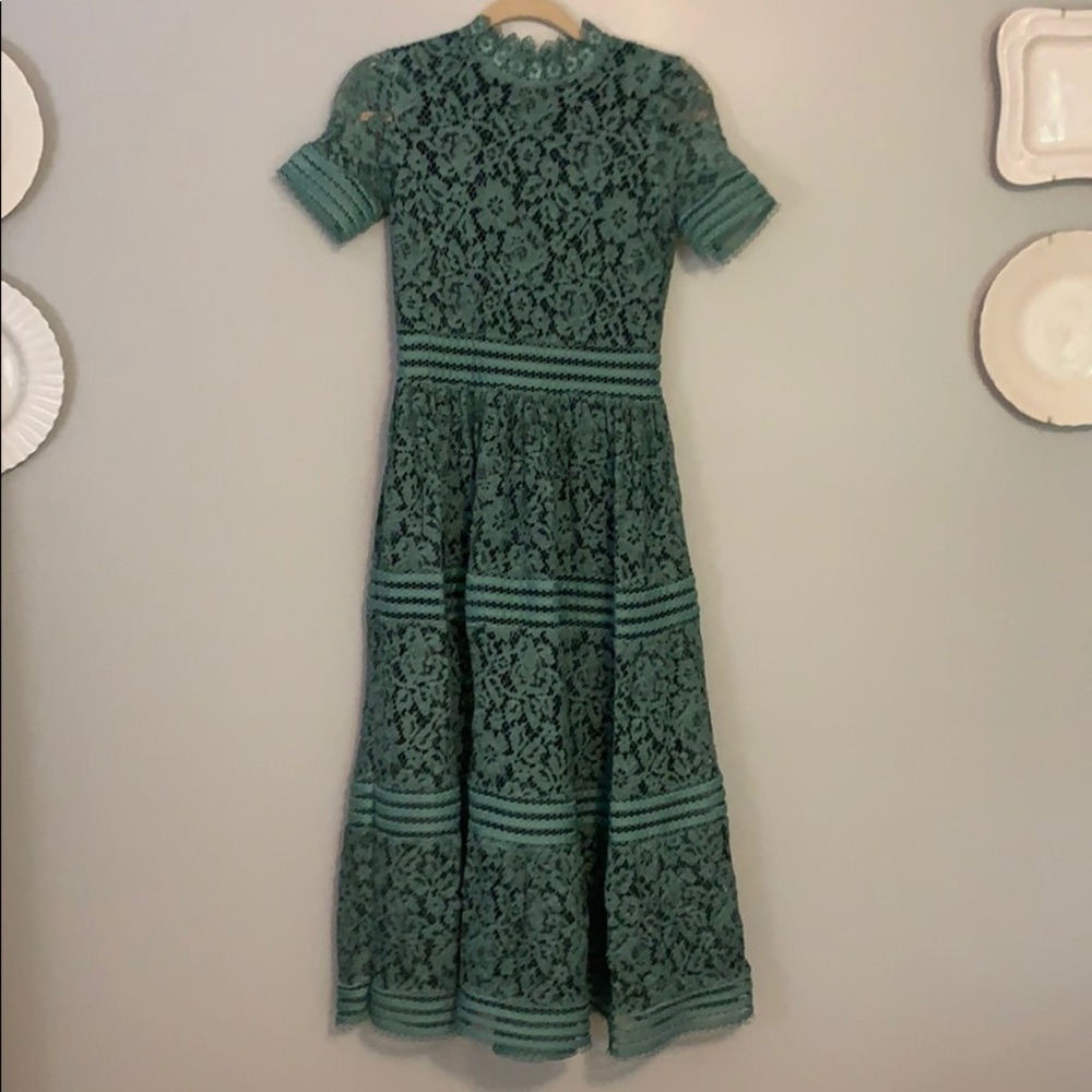 Green Lace Midi Cocktail Dress Size Small NWOT